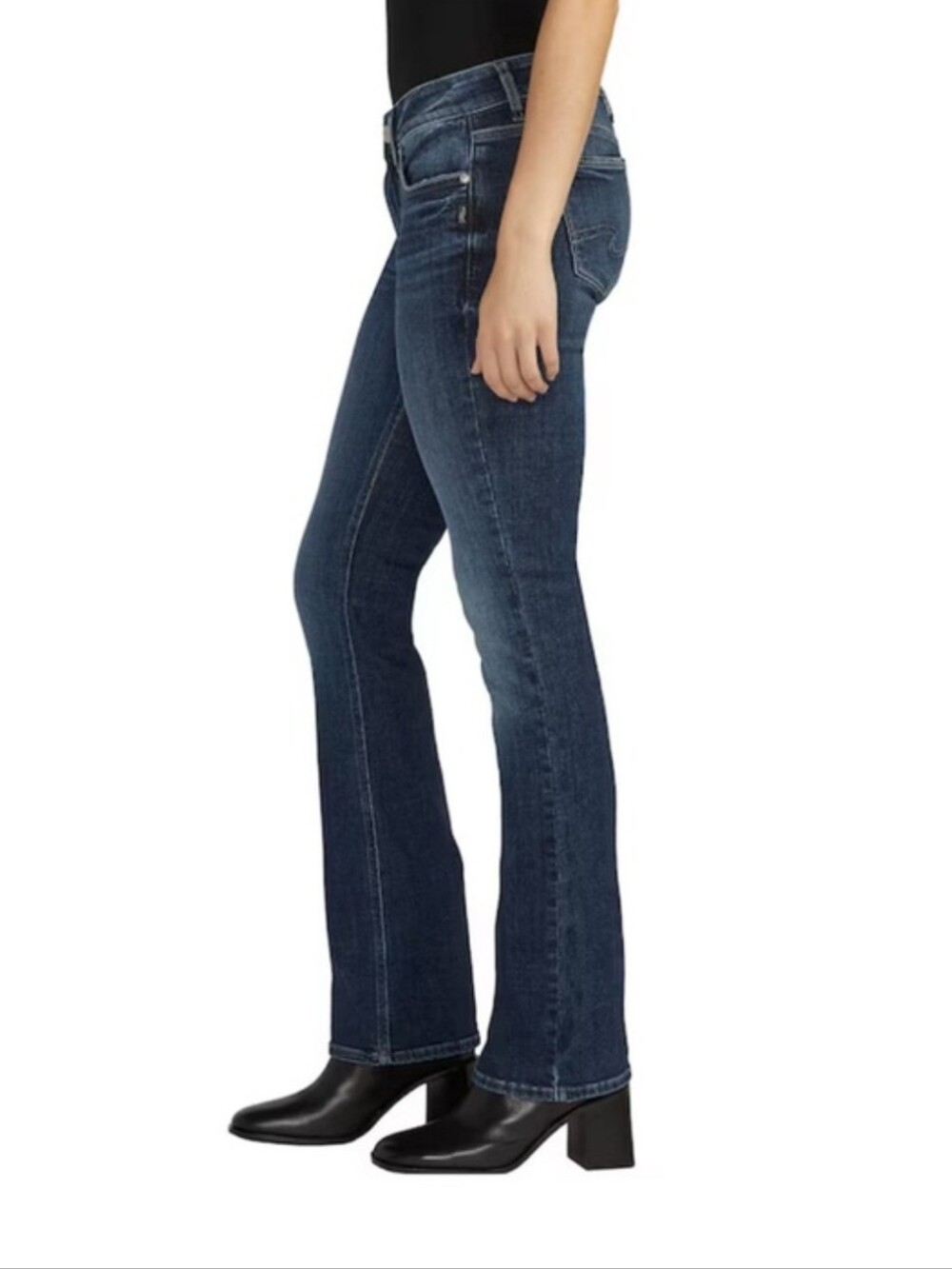 Silver Bootcut Midrise Dark Blue Denim Jeans Elyse Slim Bootcut